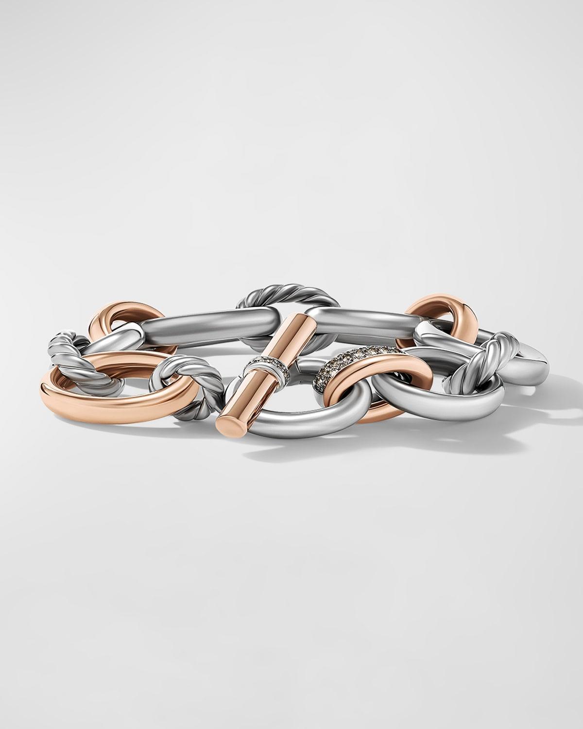 David Yurman 18K Rose Gold & Sterling Silver Mercer Cognac Diamond Pave Link Bracelet Product Image