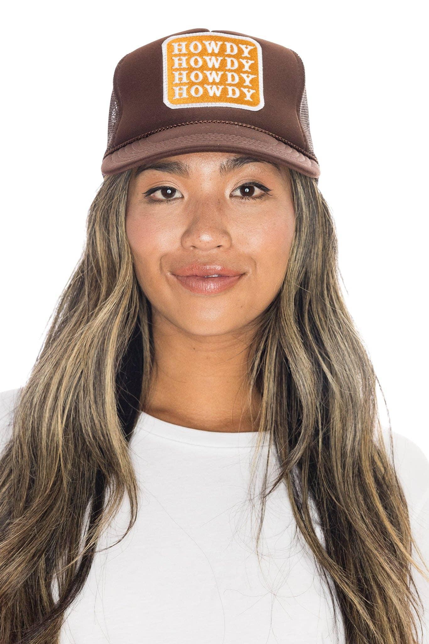 Friday Feelin' Howdy Trucker Hat in Brown Product Image