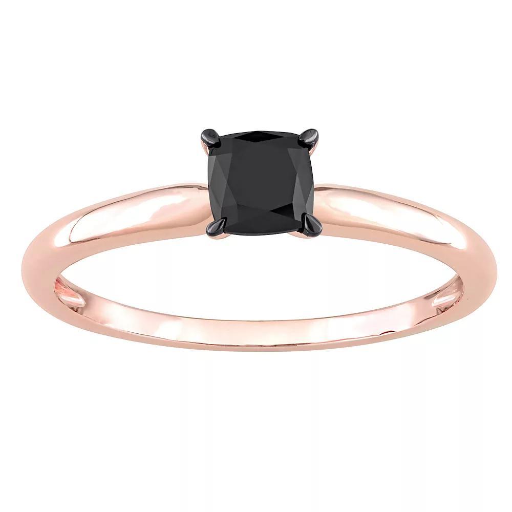 Stella Grace 14k Rose Gold 1/2 Carat T.W Cushion Cut Black Diamond Solitaire Engagement Ring, Women's, Size: 7.50 Product Image