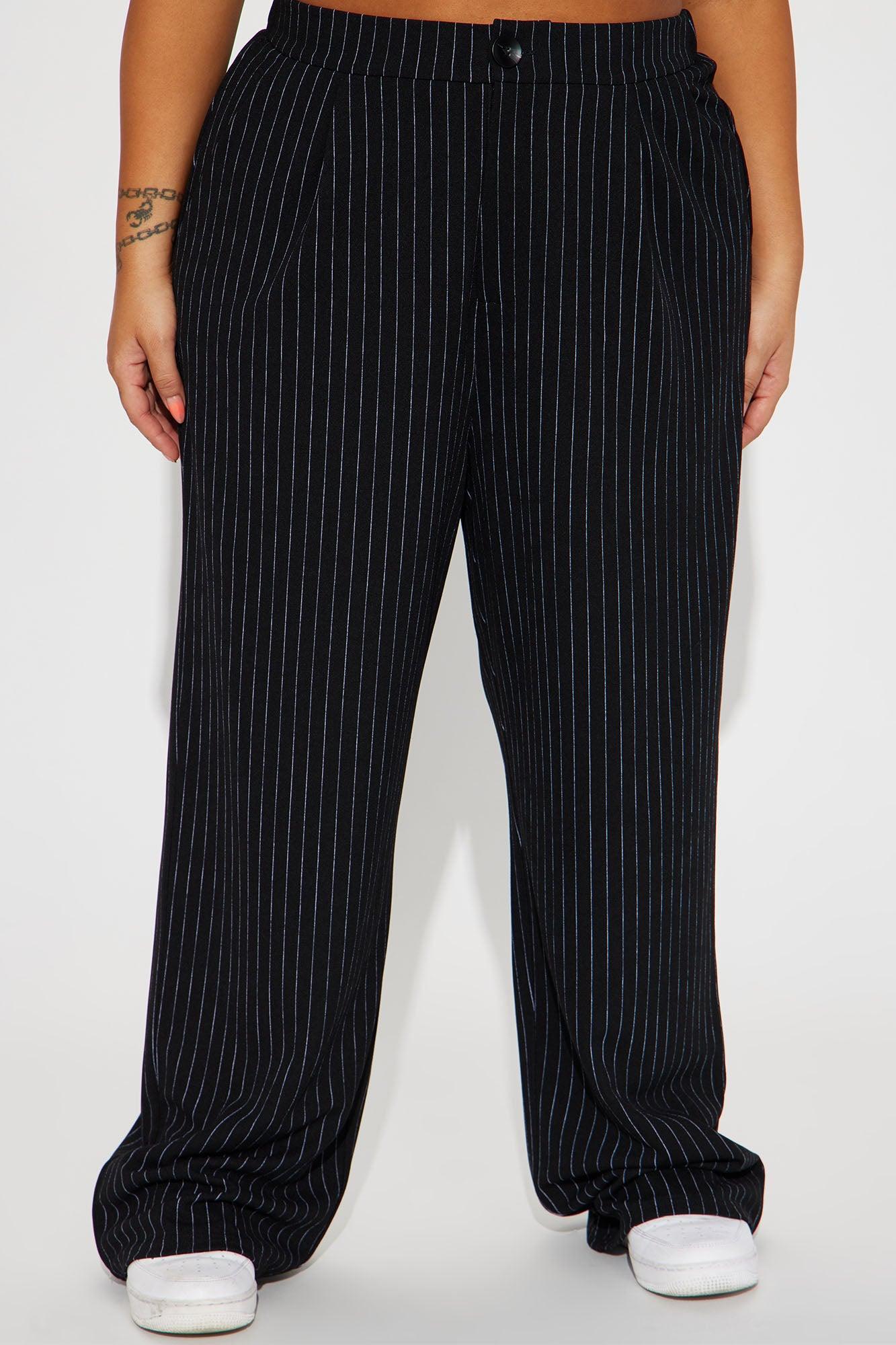 Work It Pinstripe Trouser Pant - Black Product Image