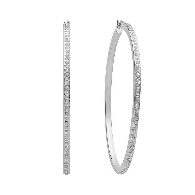 Diamond Mystique™ Platinum-Over-Silver Diamond Accent Hoop Earrings, Women's, Multicolor Product Image