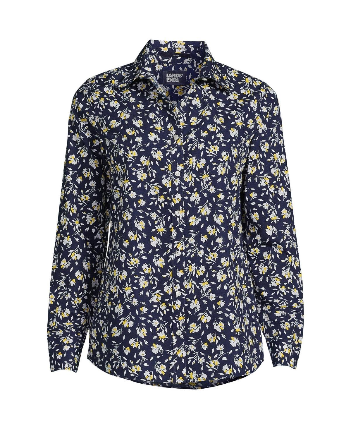 Women's Lands' End No-Iron Long Sleeve Supima Cotton Shirt, Size: 6, Chicory Blue Stripe Product Image