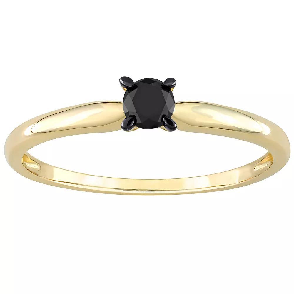 Stella Grace 14k Gold 1/4 Carat T.W Round Cut Black Diamond Solitaire Engagement Ring, Women's, Size: 5 Product Image