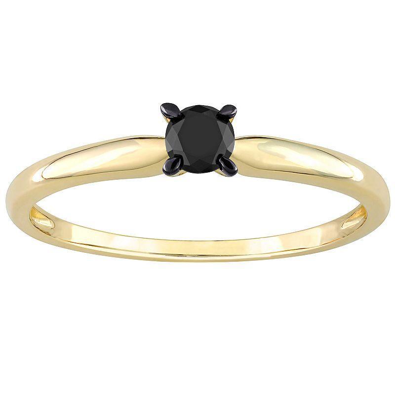 Stella Grace 14k Gold 1/4 Carat T.W Round Cut Black Diamond Solitaire Engagement Ring, Women's, Size: 5 Product Image