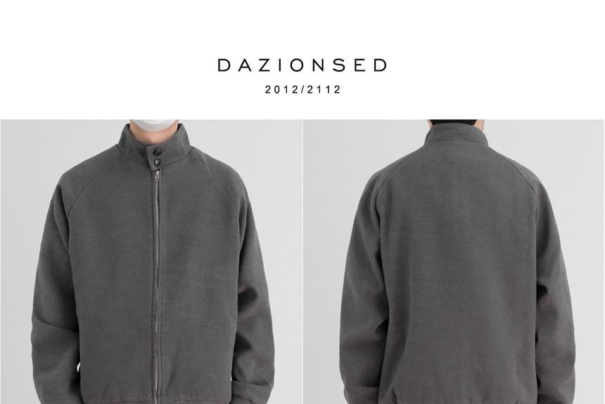 Stand Collar Plain Zip Jacket Product Image