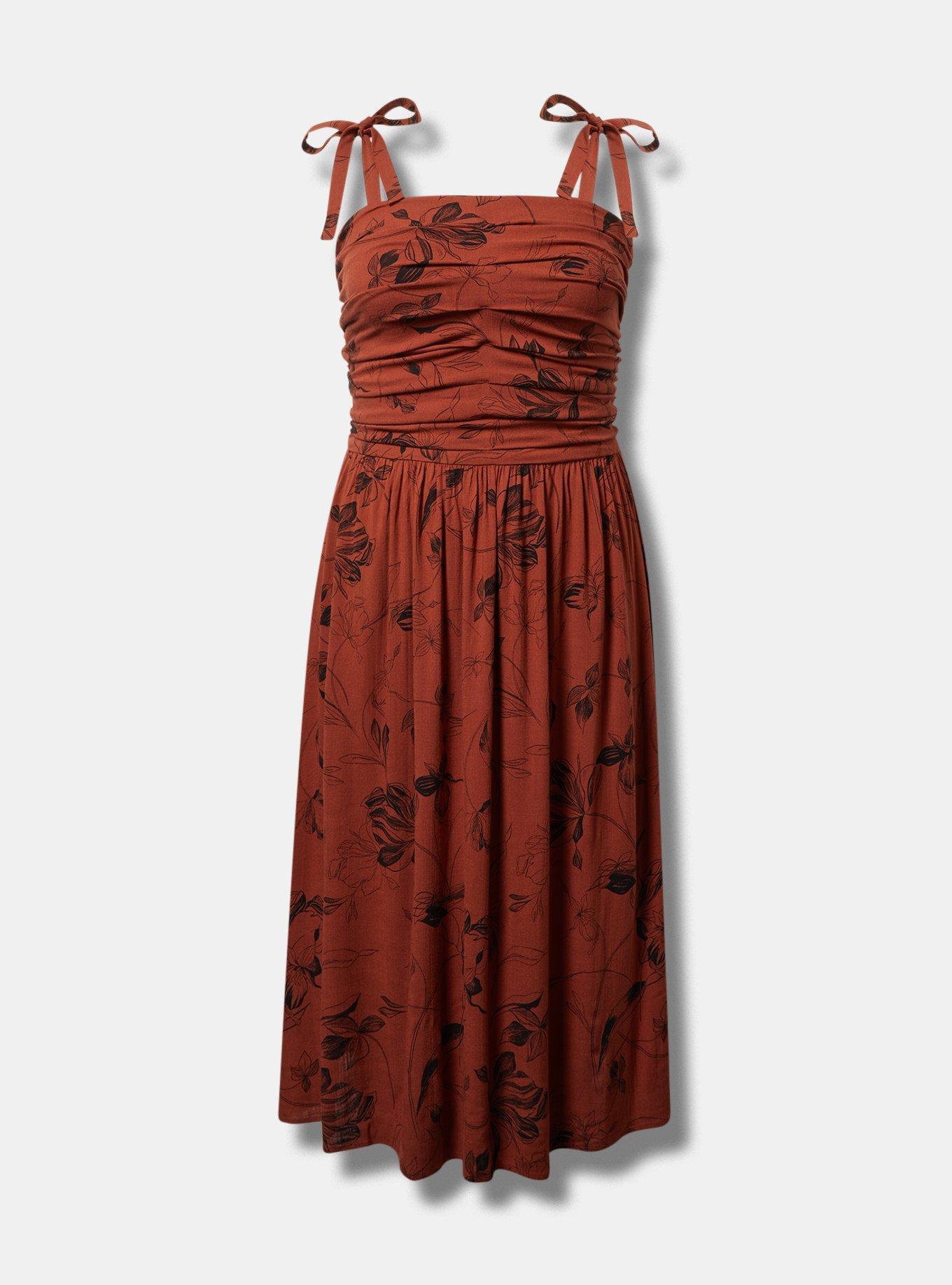 Shirred Tea Length Dress Product Image
