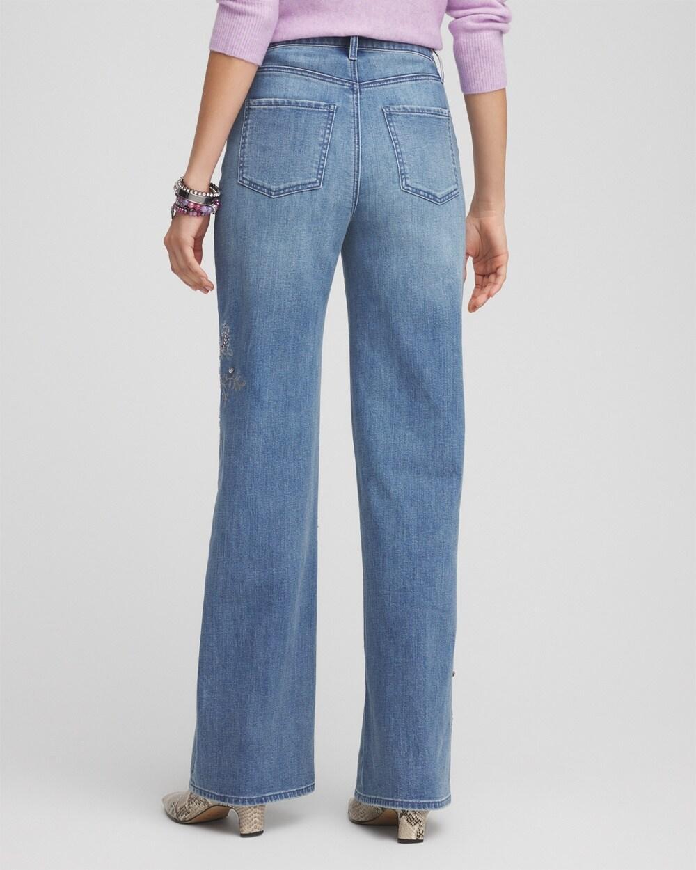 Embellished High Rise Wide Leg Jeans Product Image