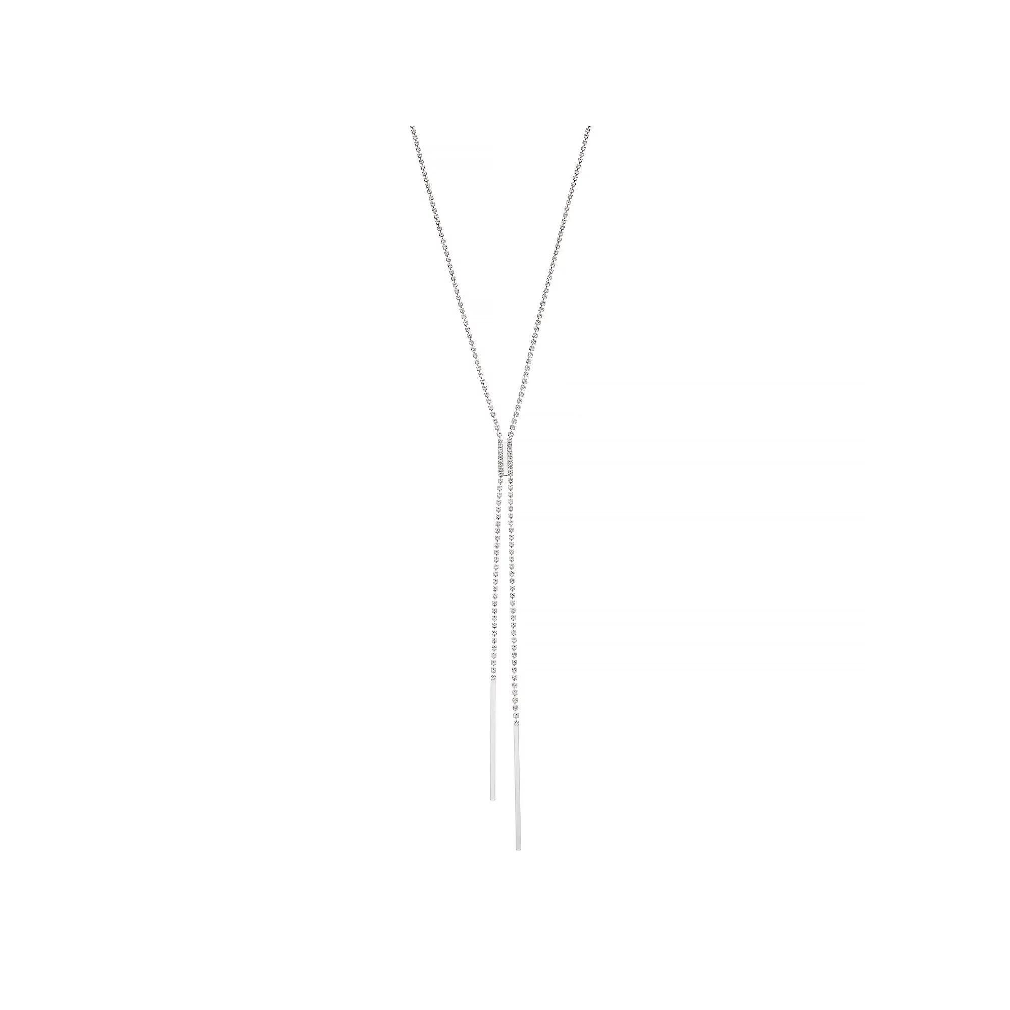Vieste Silver Tone Simulated Crystal Lariat Necklace, Women's, Clear Product Image