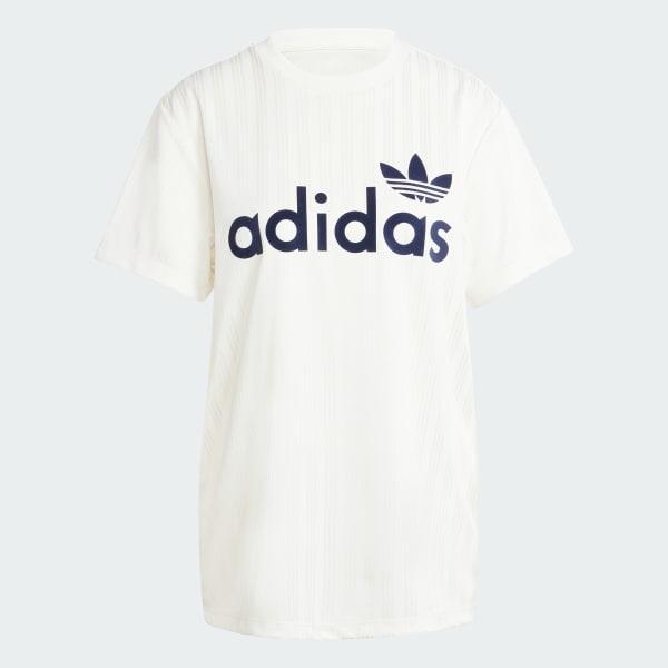 adidas Linear Graphic Boyfriend Tee Off White 2XS Womens Product Image