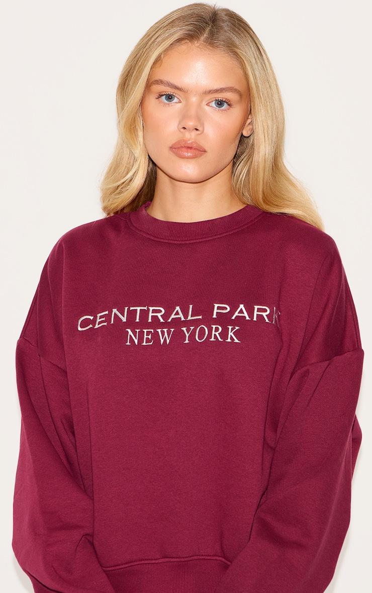 Burgundy Central Park Embroidered Boxy Sweat Product Image
