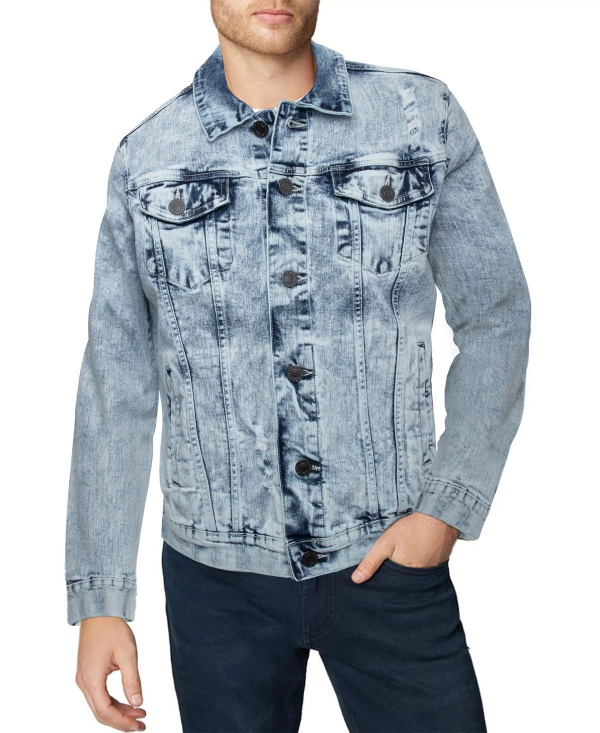 Men's Xray Washed Ripped Denim Jacket, Size: XL, White Product Image