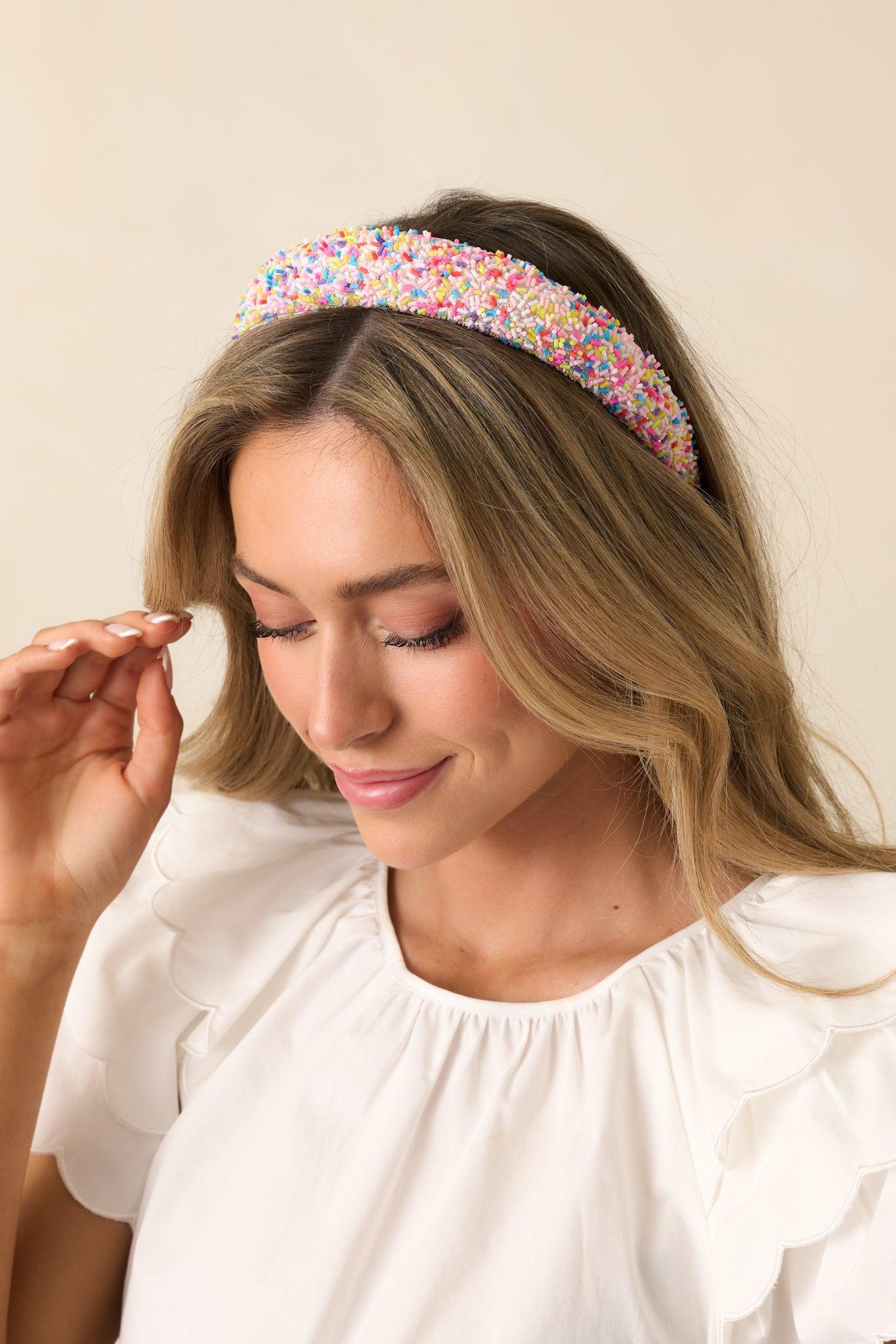 Sweet Treat Light Pink Sprinkled Headband Product Image