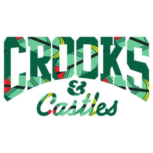 Men's Crooks And Castle Feather Print Logo Graphic Tee, Size: Small, White Green Product Image