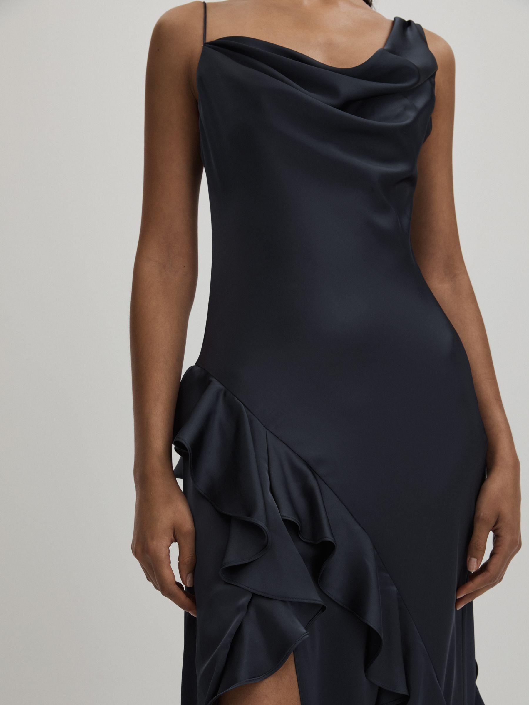 Amur Charmeuse Cowl Neck Maxi Dress in Dark Grey Product Image