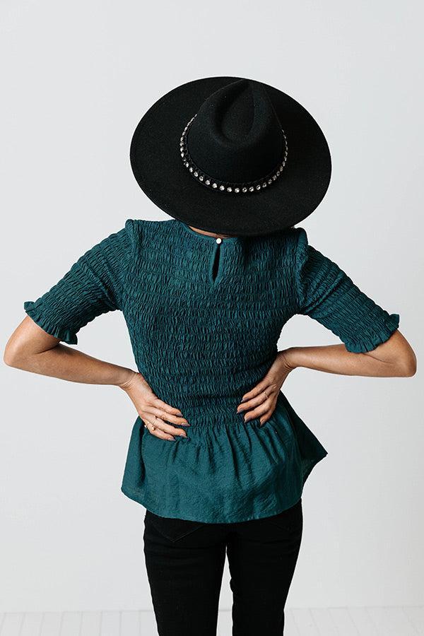 Fine And Divine Smocked Top In Hunter Green Product Image