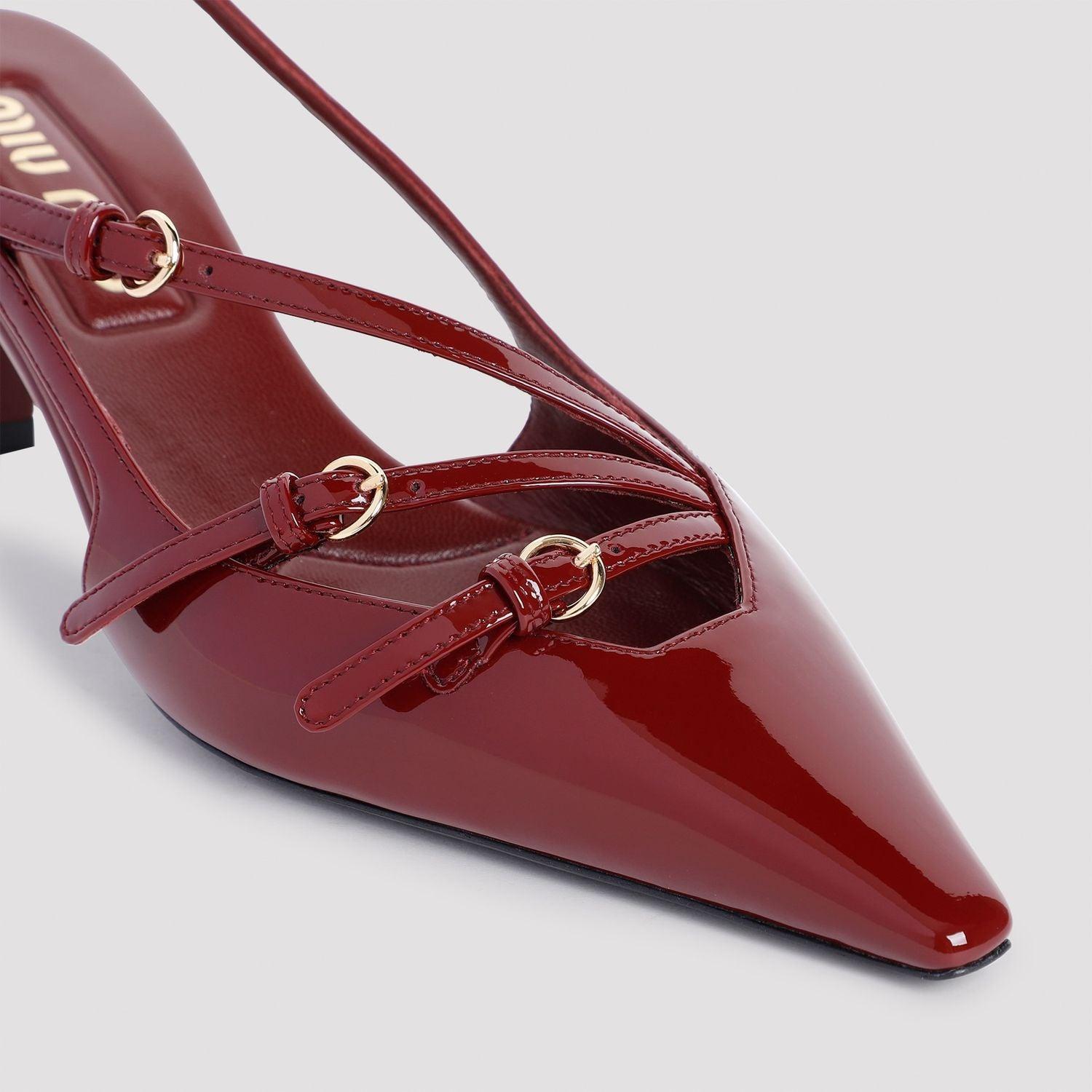 MIU MIU Slingback Deep Purple In Patent Leather With Buckles Women In Burgundy Product Image