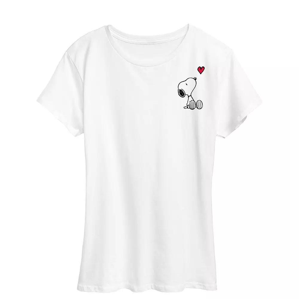 Womens Peanuts Snoopy Heart Graphic Tee Product Image