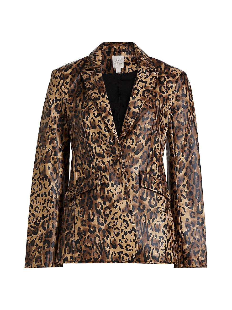 Womens Cheyenne Leopard Faux-Leather Blazer Product Image