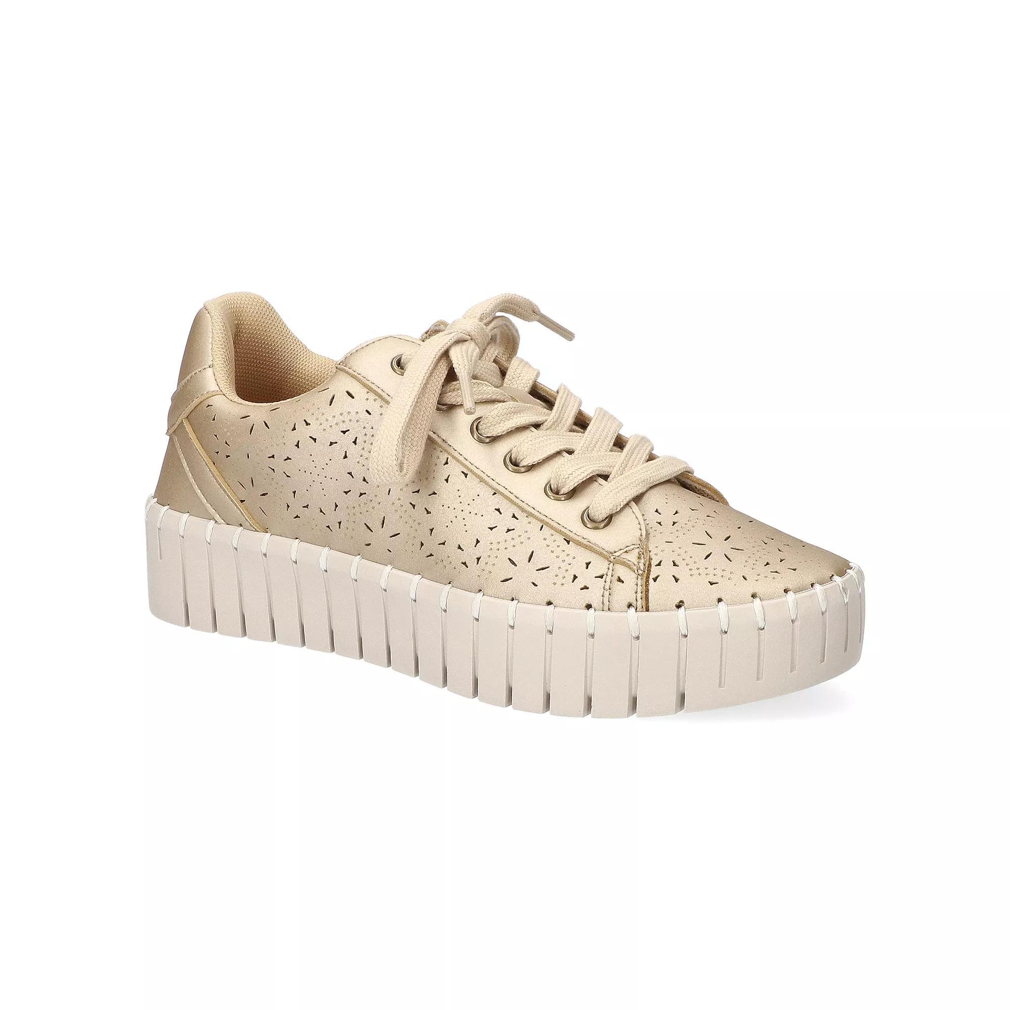 Easy Street Retta Women's Comfort Platform Sneakers, Size: 9 Wide, Beige Product Image
