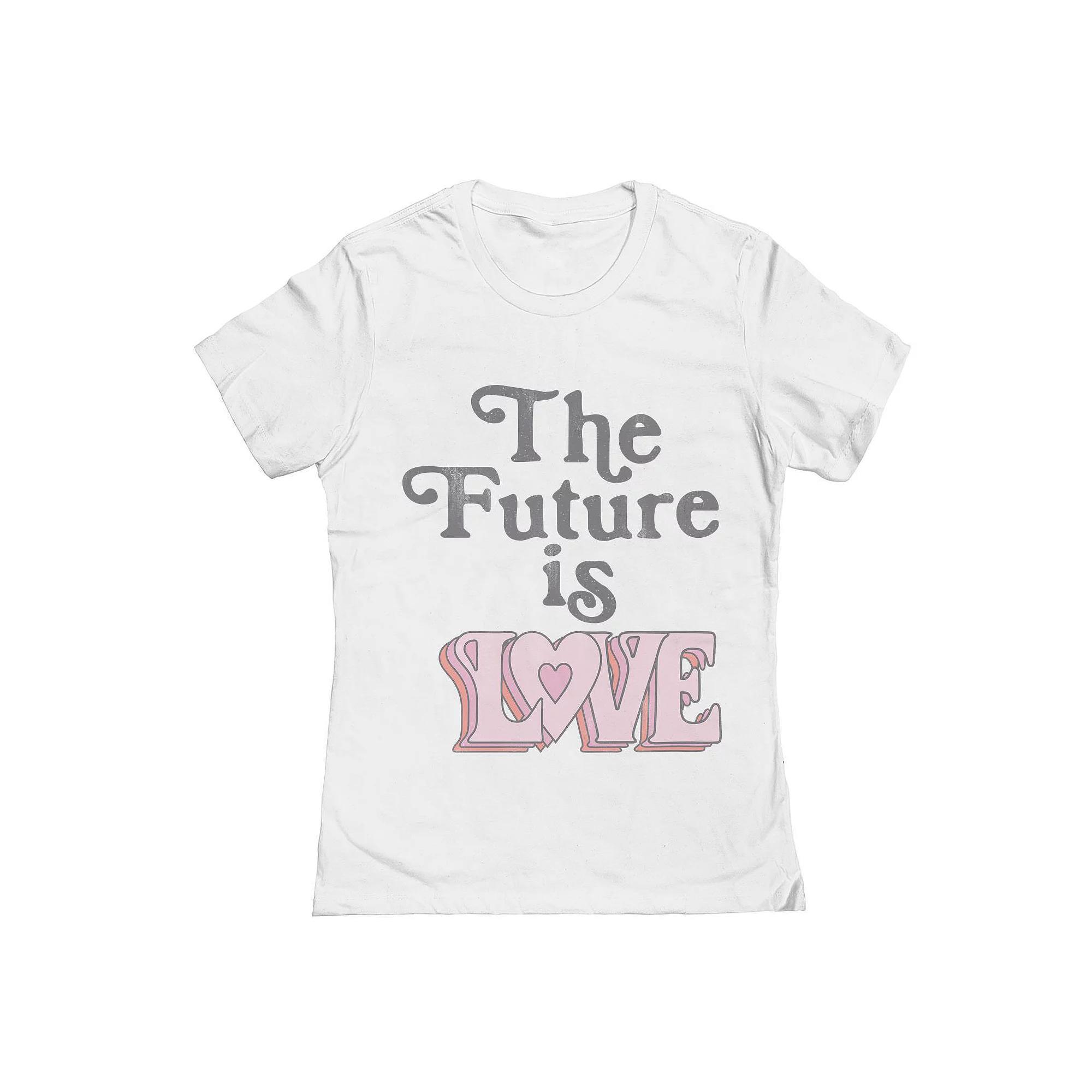 Junior's The Future Is Love Valentine's Day Graphic Tee, Women's, Size: Small, White Product Image