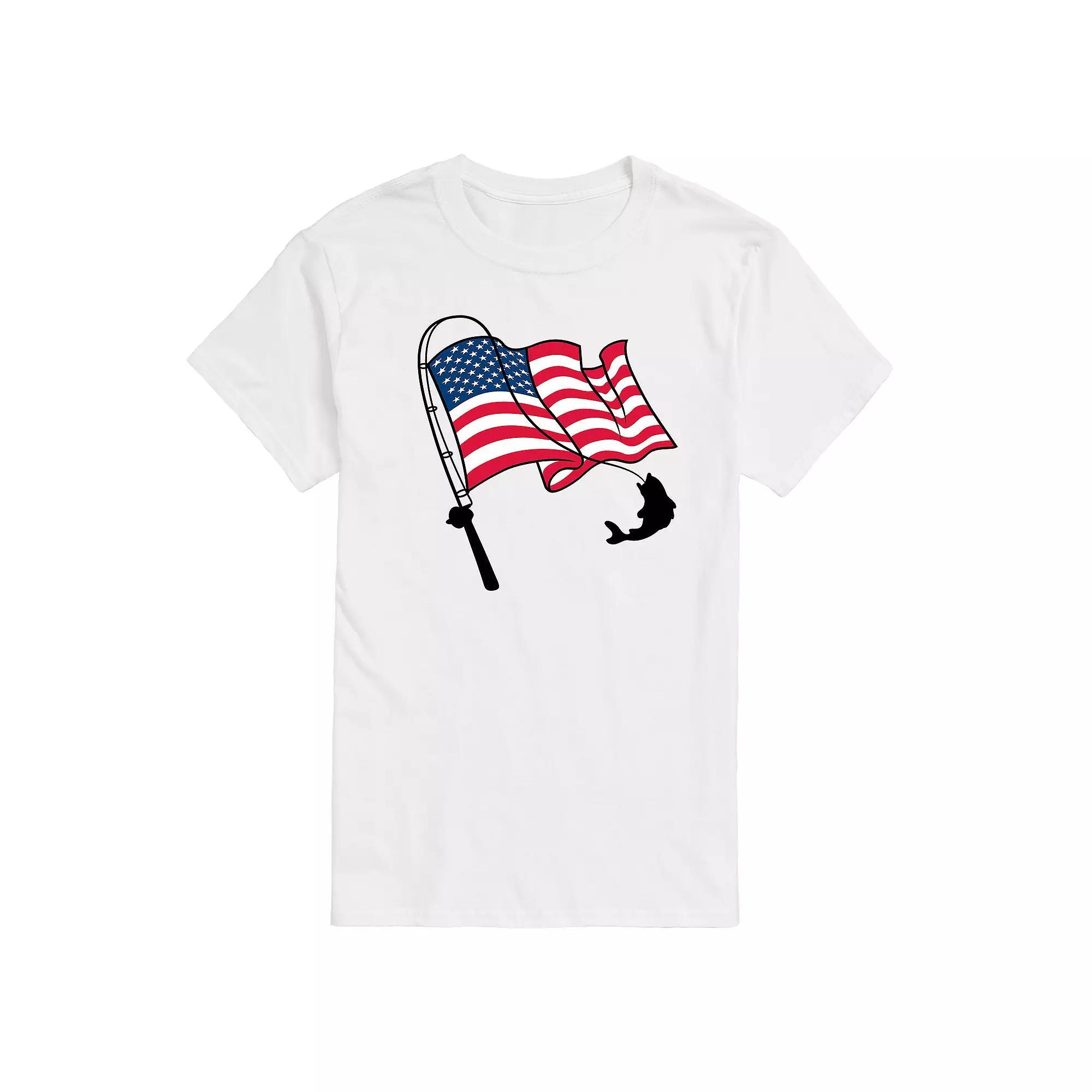 Mens Fishing Rod Flag Pole Graphic Tee Product Image
