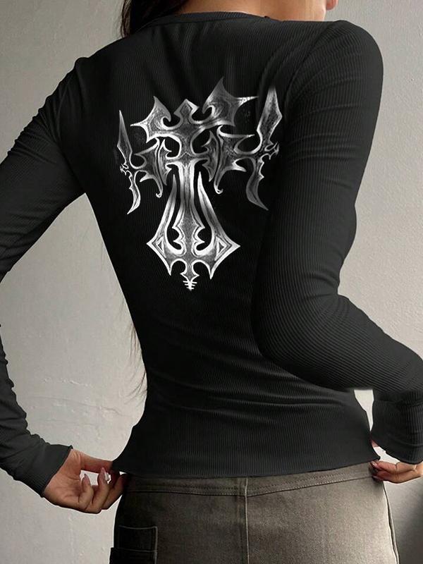 Solid Color Breasted V Neck Slim Long Sleeve Knit Product Image