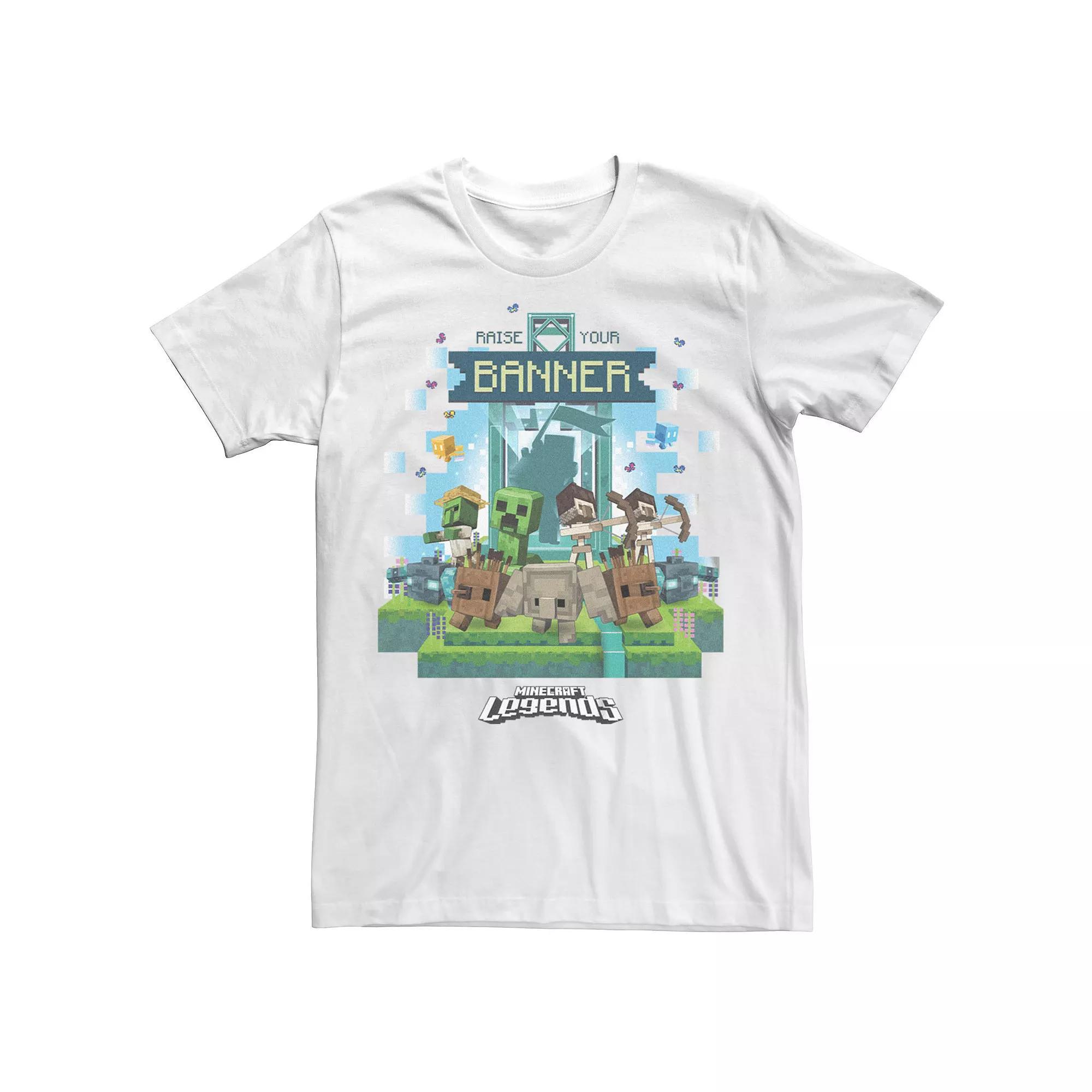 Men's Minecraft Legends Raise Your Banner Defeat the Mobs Graphic Tee, Size: XXL, White Product Image