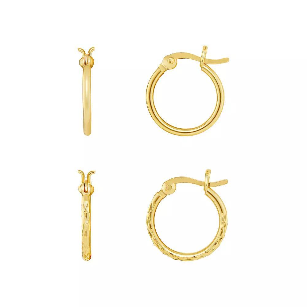 PRIMROSE 18k Gold Over Silver Hoop Earrings Duo Set, Women's, Yellow Gold Tone Product Image