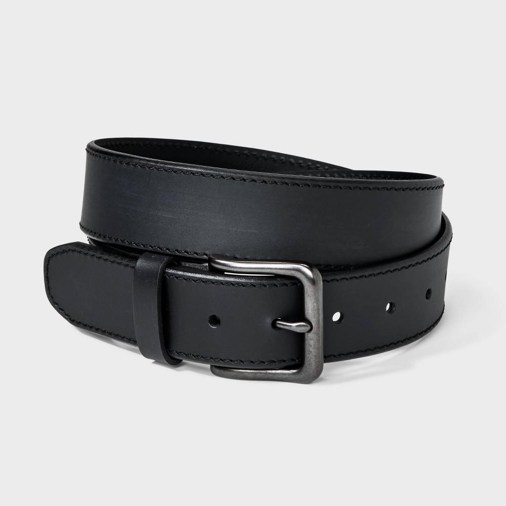 Mens Casual Everyday Classic Harness Buckle Belt - Goodfellow & Co Black XL: Adjustable Strap, Solid Pattern Product Image