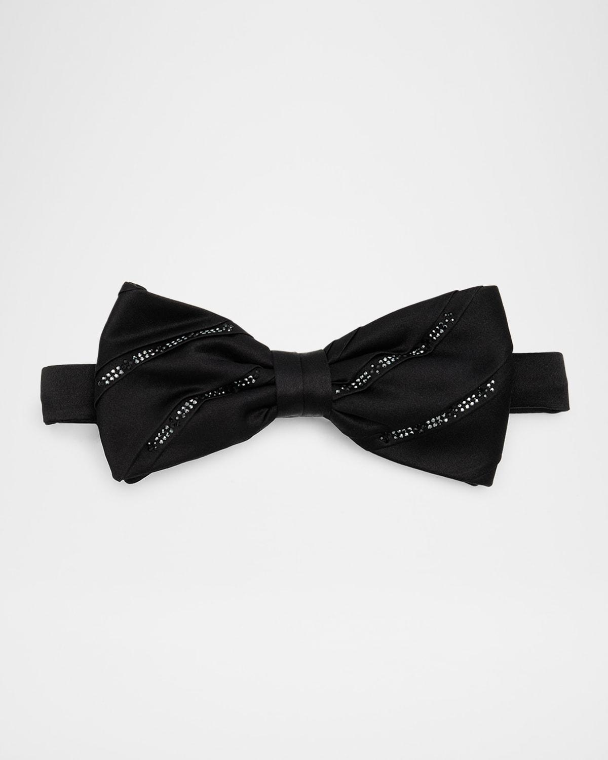 Mens Pleated Silk Bow Tie with Crystals Product Image