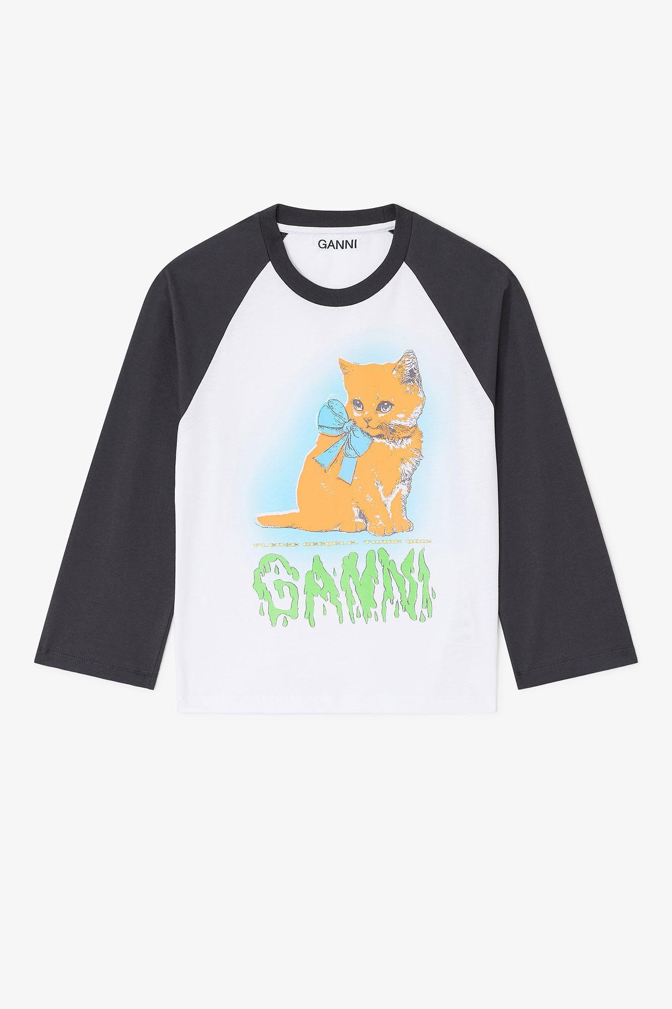 White Cropped Kitty T-shirt Product Image