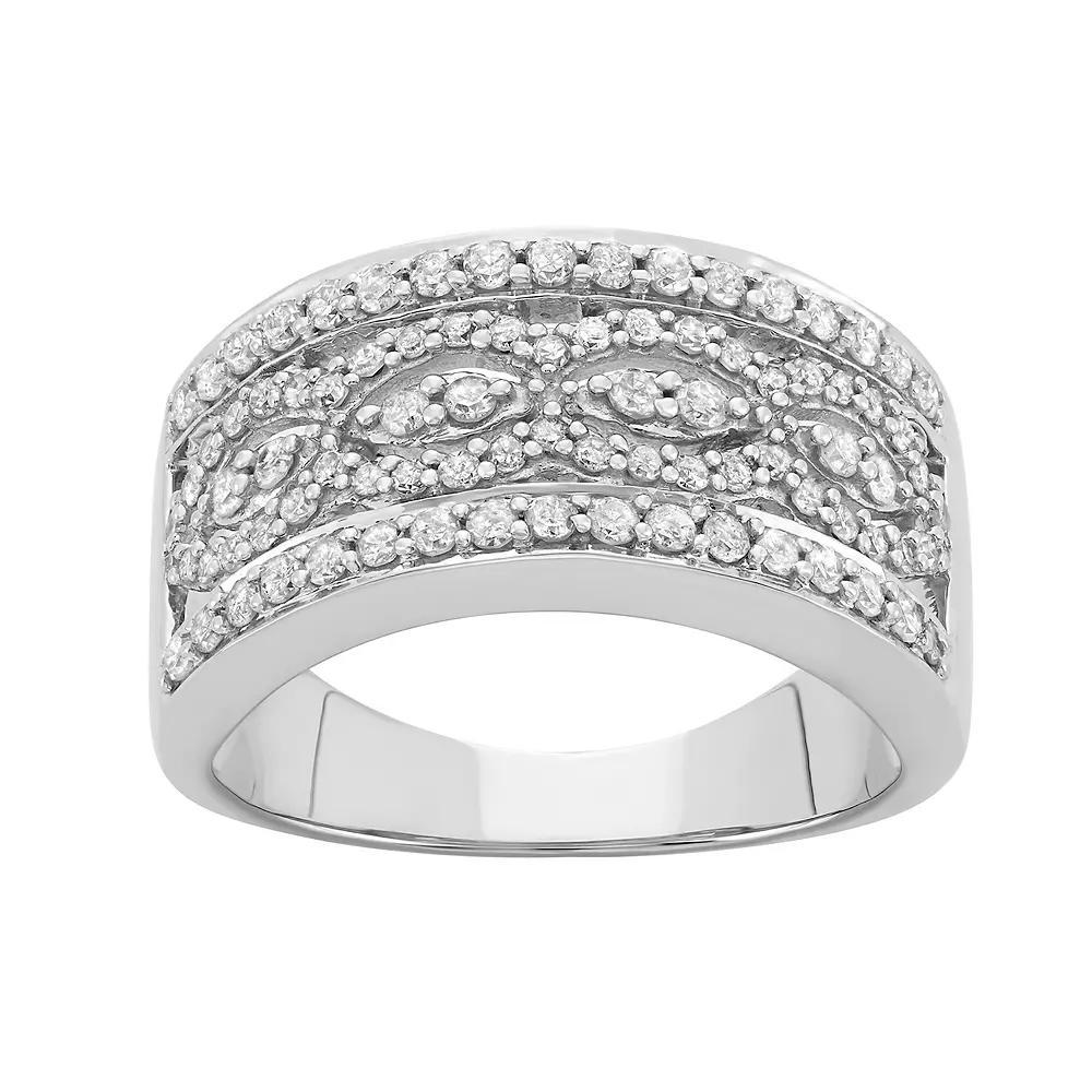 10k White Gold 7/8 Carat T.W. Diamond Band Ring, Women's Product Image