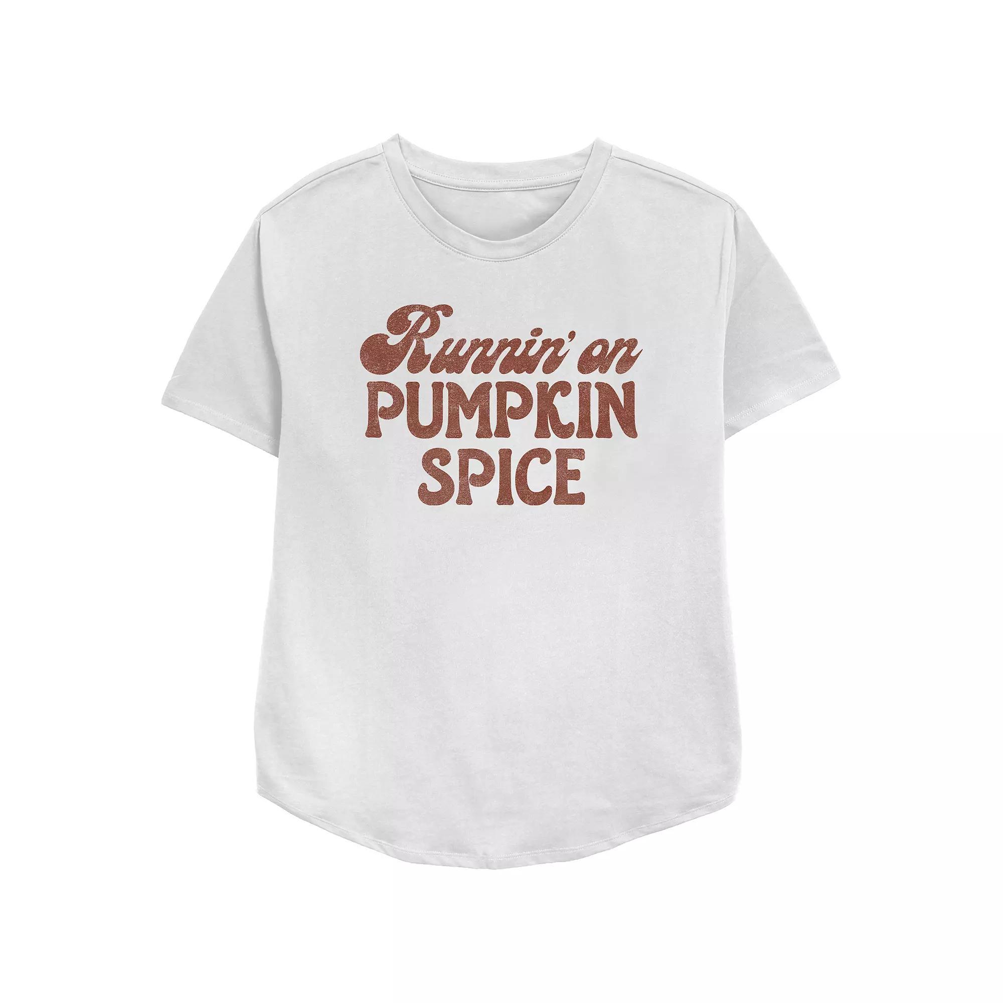 Juniors' Runnin' On Pumpkin Spice Relaxed Fit Graphic Tee, Women's, Size: Medium, White Product Image