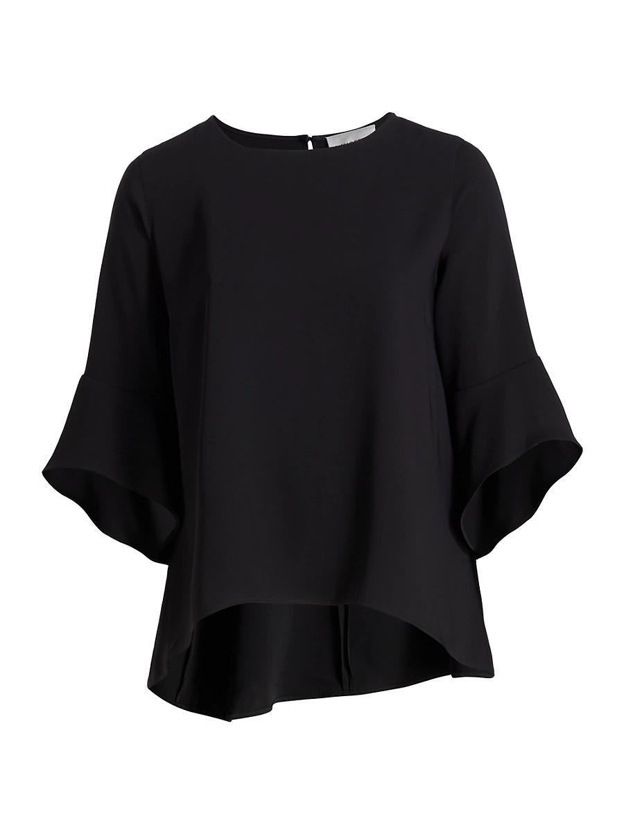 Caroline Rose Plus Size Julia Matte Crepe Round Neck 34 Ruffled Sleeve High Product Image