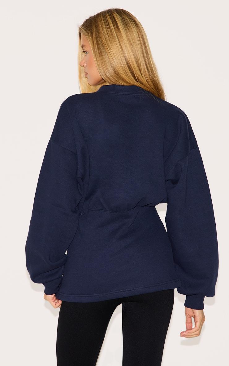 Navy Fitted Waist Button Front Sweatshirt Product Image
