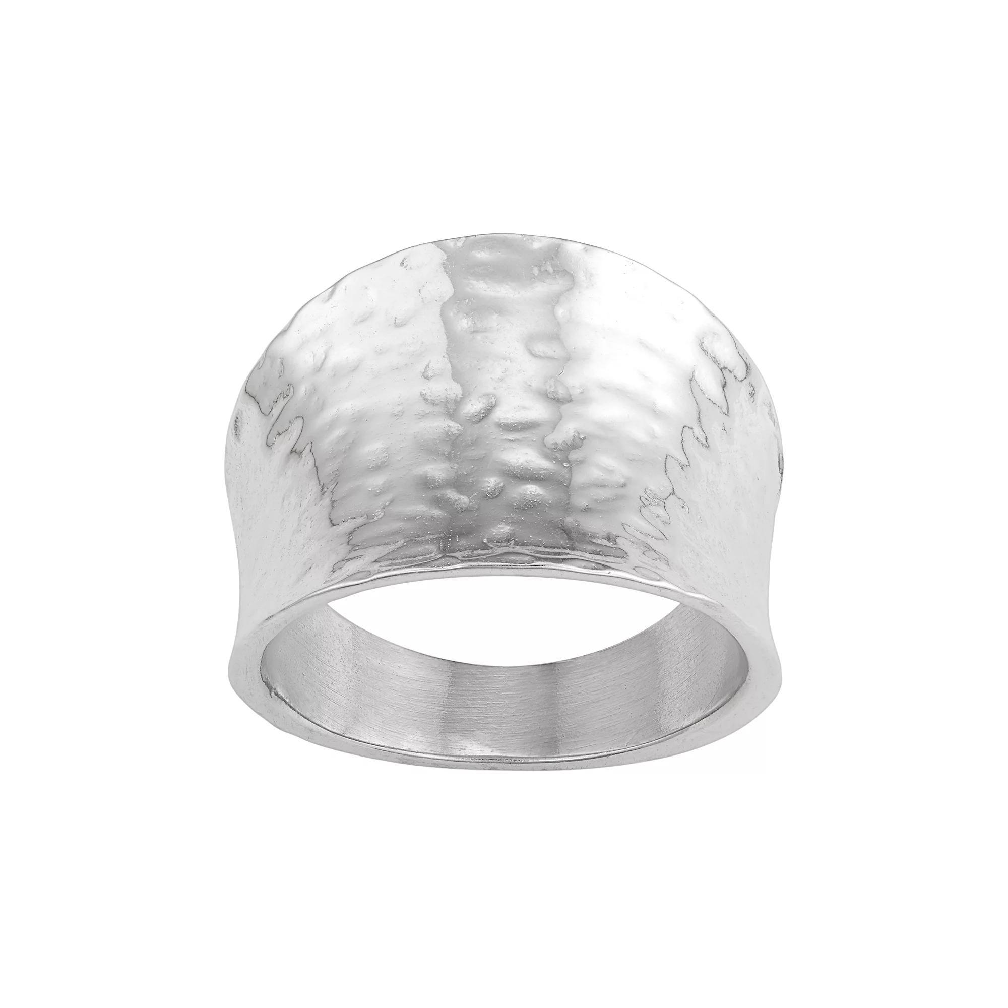 Sterling Silver Hammered Cigar Band Ring, Women's, Size: 7, Grey Product Image