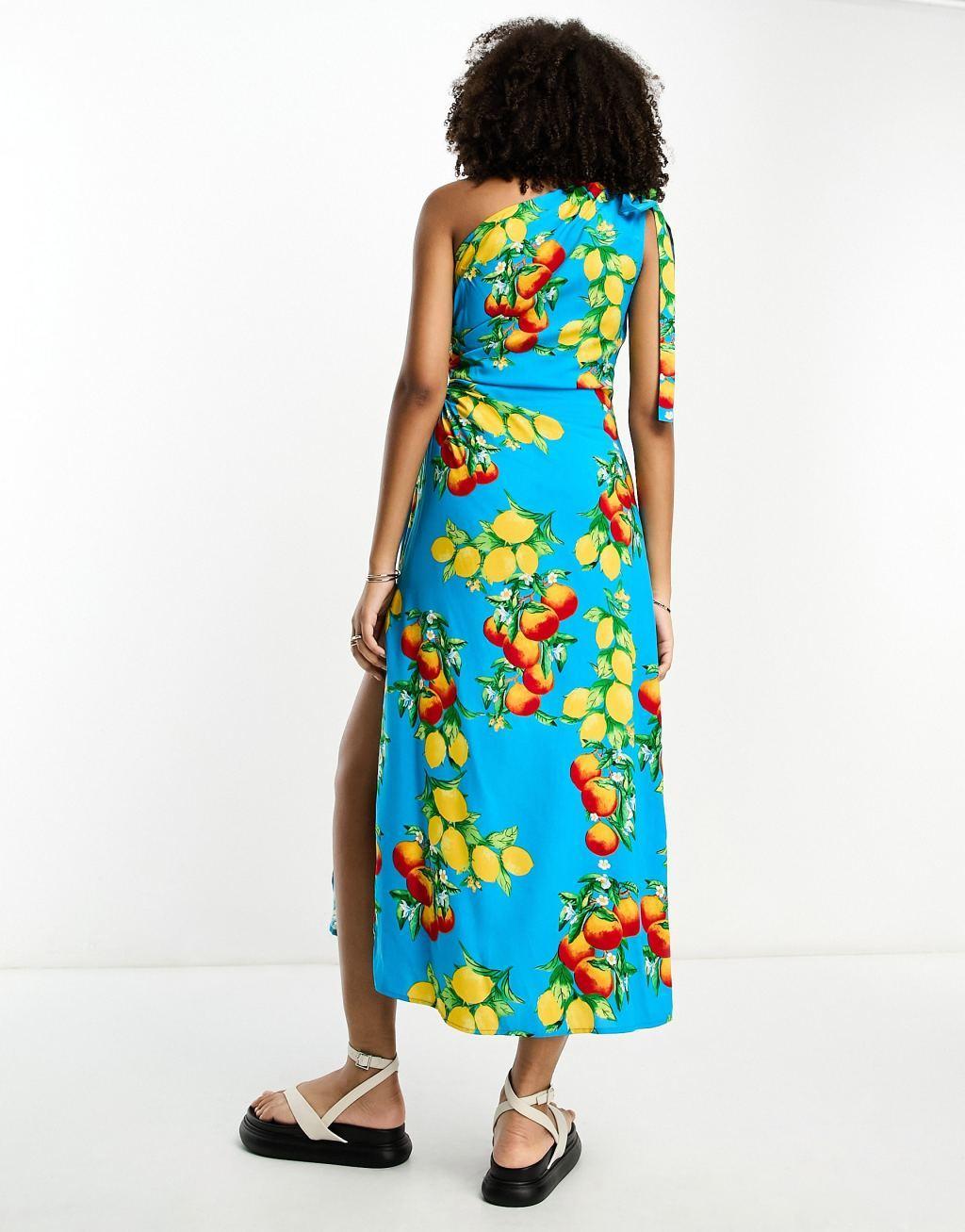 ASOS DESIGN one shoulder cut out midi dress Product Image