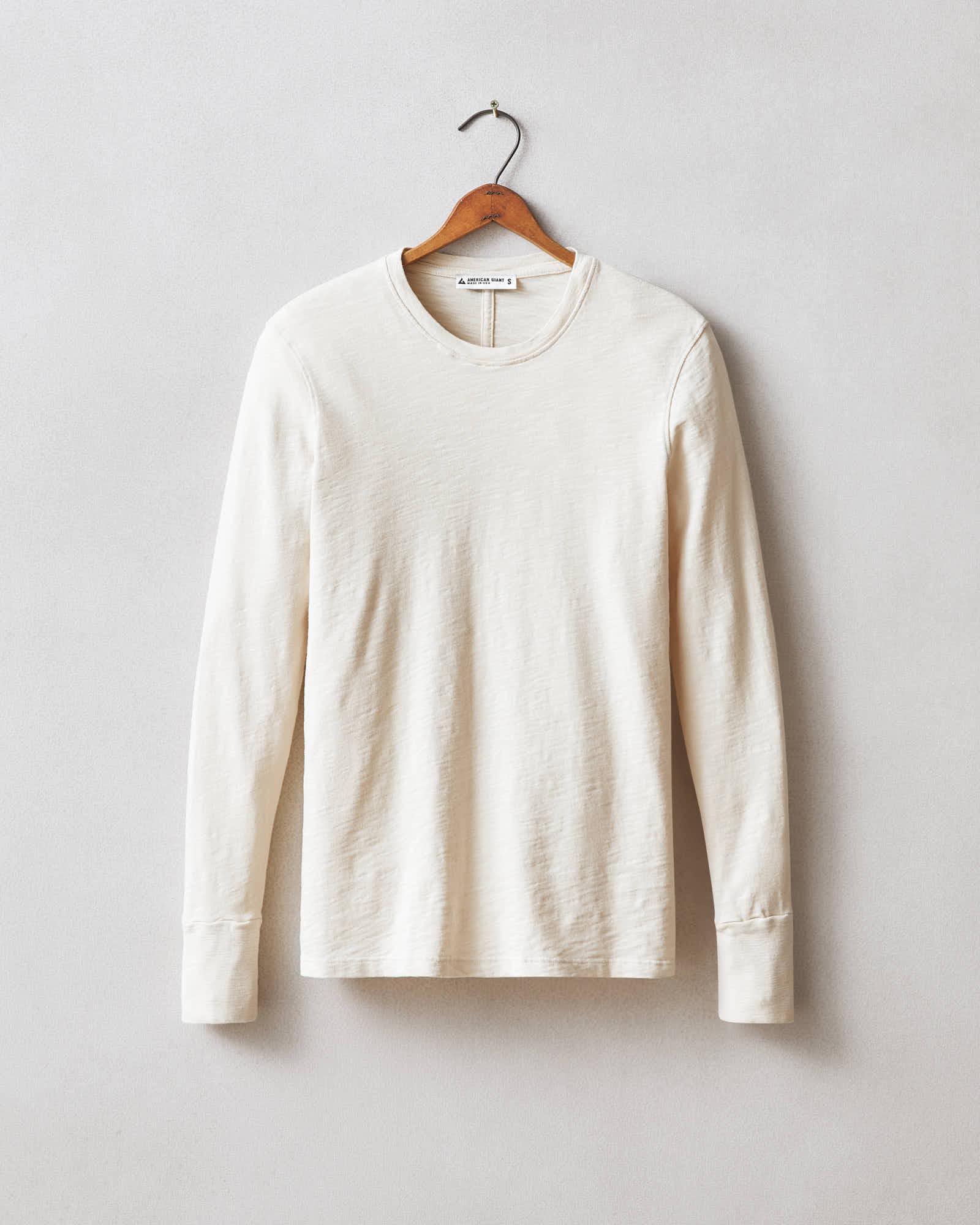 Men's Premium Slub Crew Long Sleeve Tee  - Creme Brulee Male Product Image