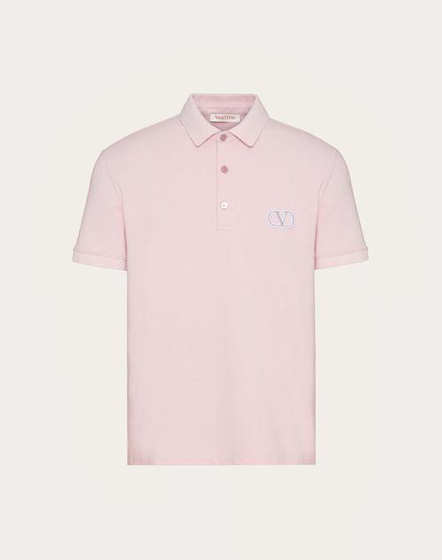 COTTON PIQUÉ POLO SHIRT WITH VLOGO SIGNATURE PATCH Product Image
