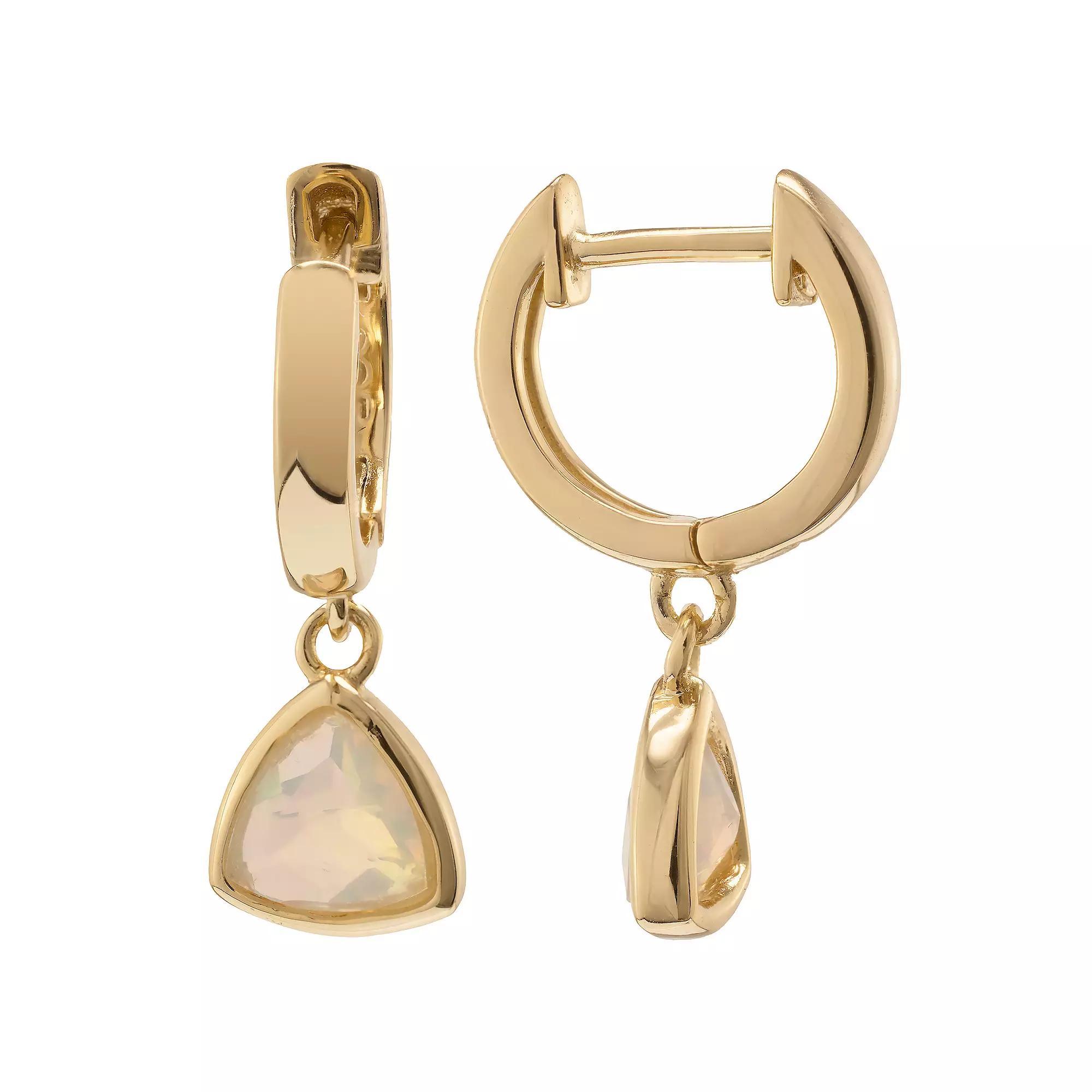 Gemistry 14k Gold Opal Dangle Hoop Earrings, Women's Product Image