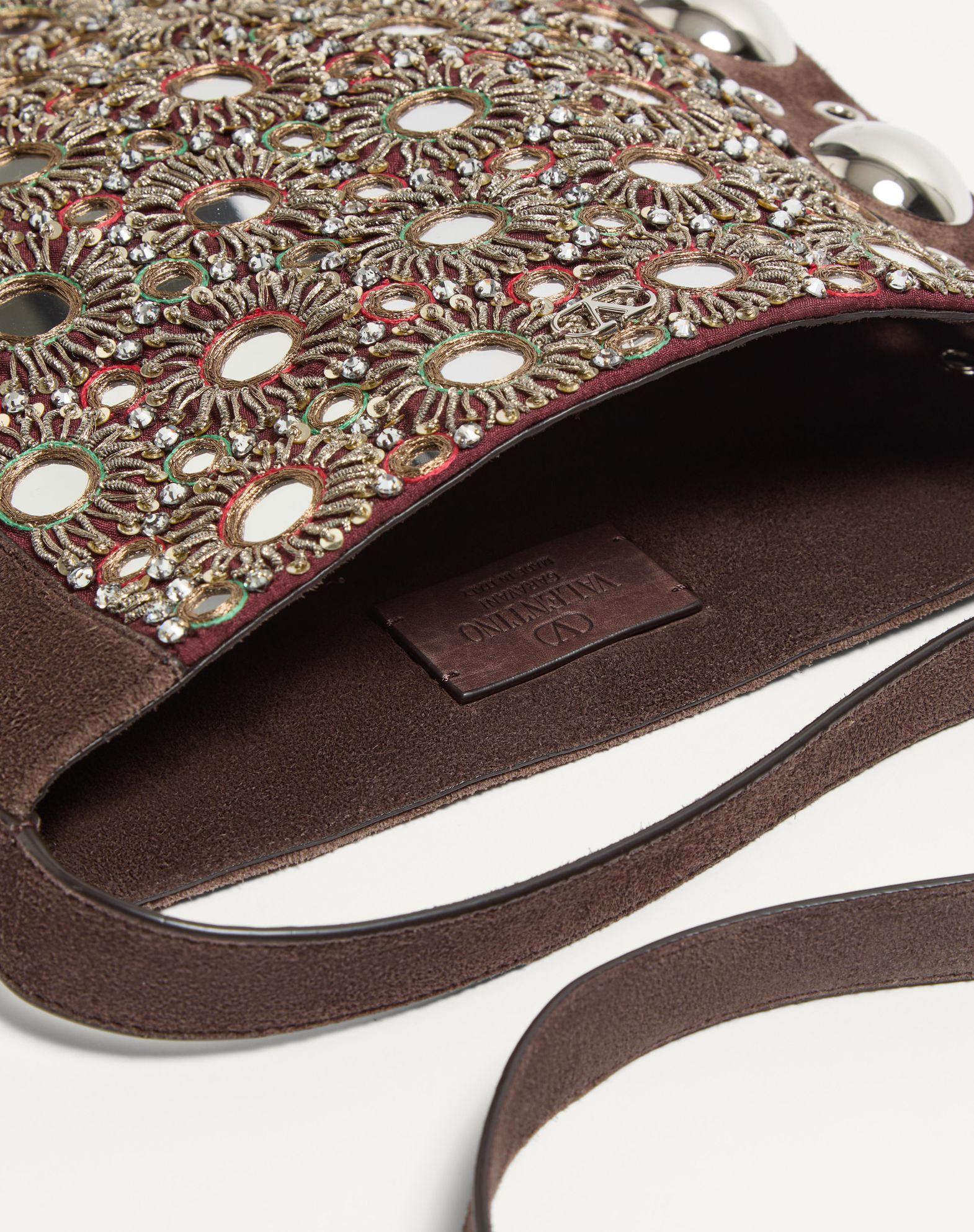 Valentino Garavani Nellcôte Embroidered Shoulder Bag With Fringes Product Image