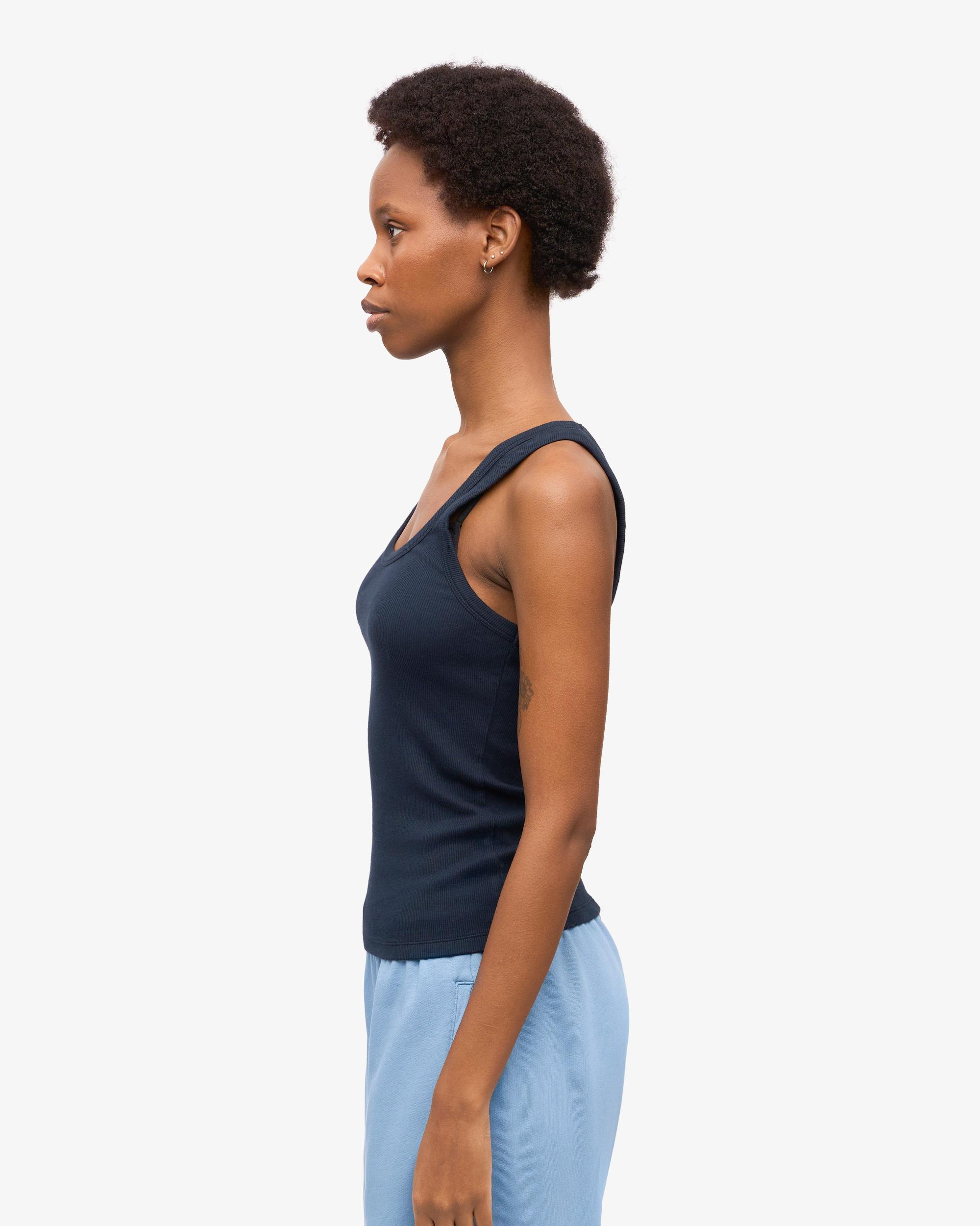 Women Organic Rib Tank Top - Red Tangerine Product Image