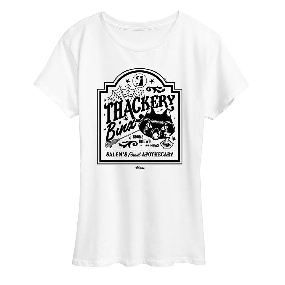 Disneys Hocus Pocus Womens Binx Business Sign Graphic Tee Grey Gray Product Image