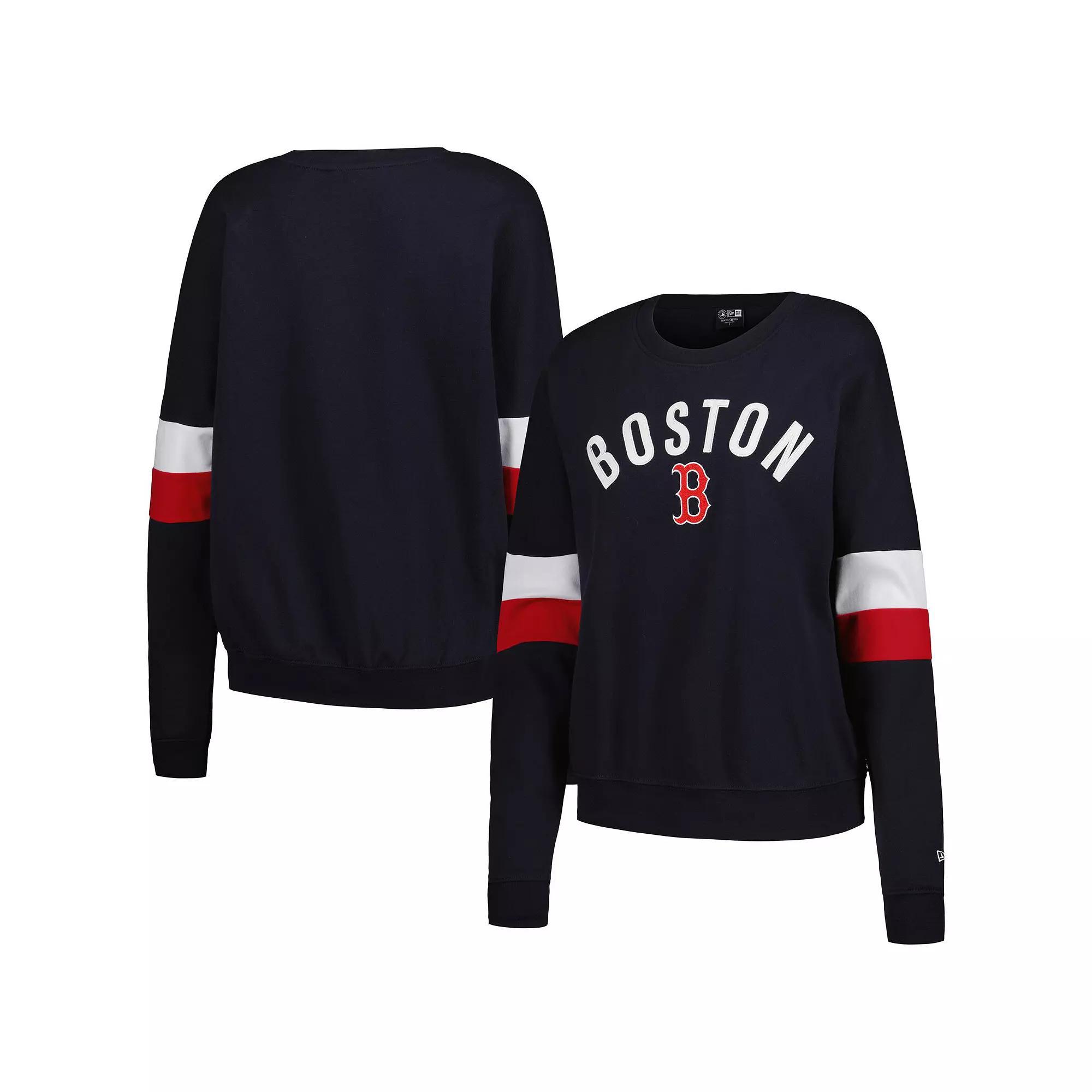 Womens New Era Boston Red Sox Game Day Crew Pullover Sweatshirt Blue Product Image