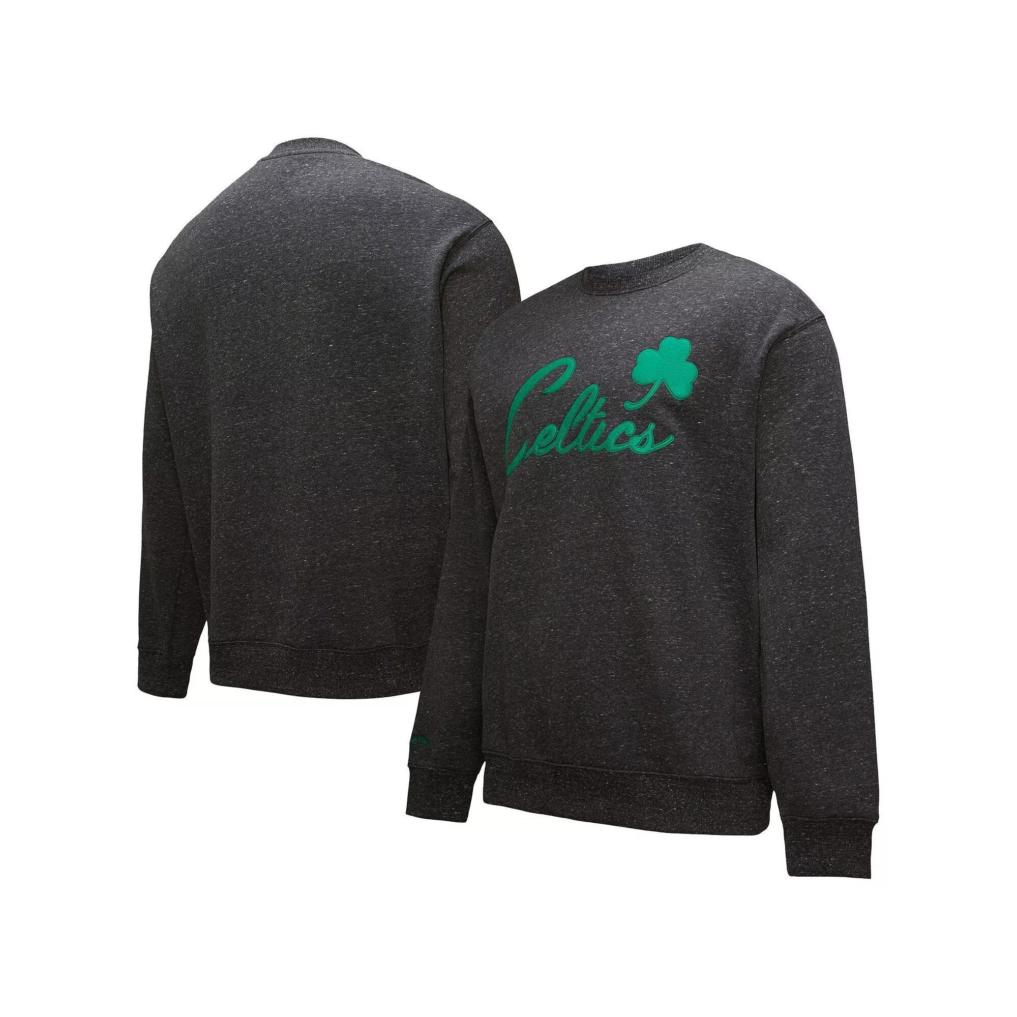 Men's Black Boston Celtics Hardwood Classics Blackout Collection Snow Washed Pullover Sweatshirt, Size: Medium Product Image