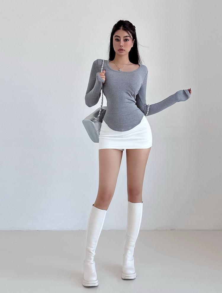 High Rise Plain Mini Pencil Skirt Product Image