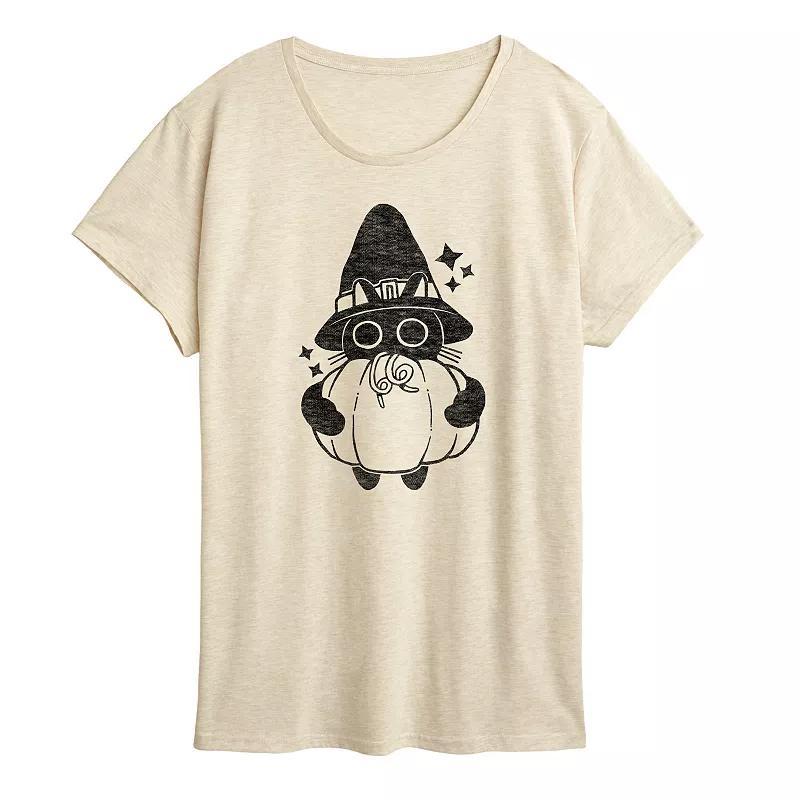 Womens Witch Cat With Pumpkin Graphic Tee Product Image