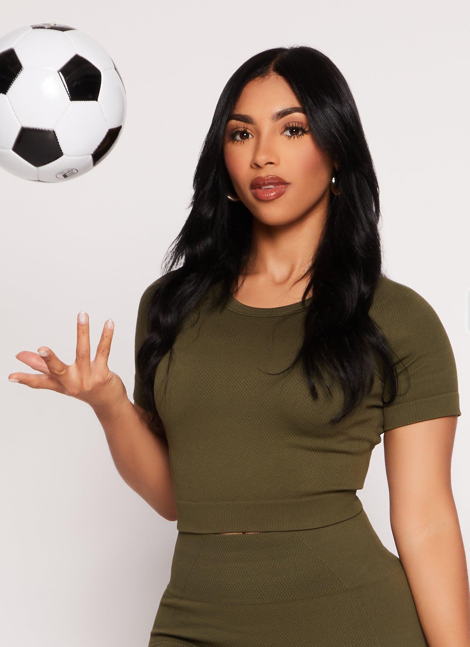 Womens Seamless Ribbed Crew Neck Crop Top Product Image