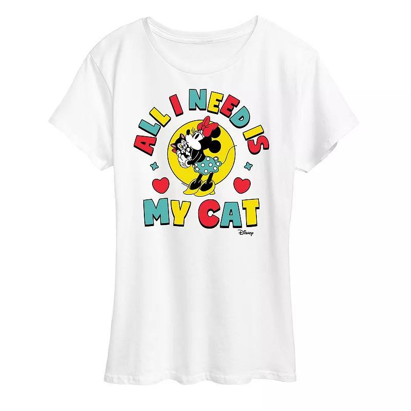 Disneys Minnie Mouse & Figaro Plus All I Need Is My Cat Graphic Tee, Womens Grey Gray Product Image