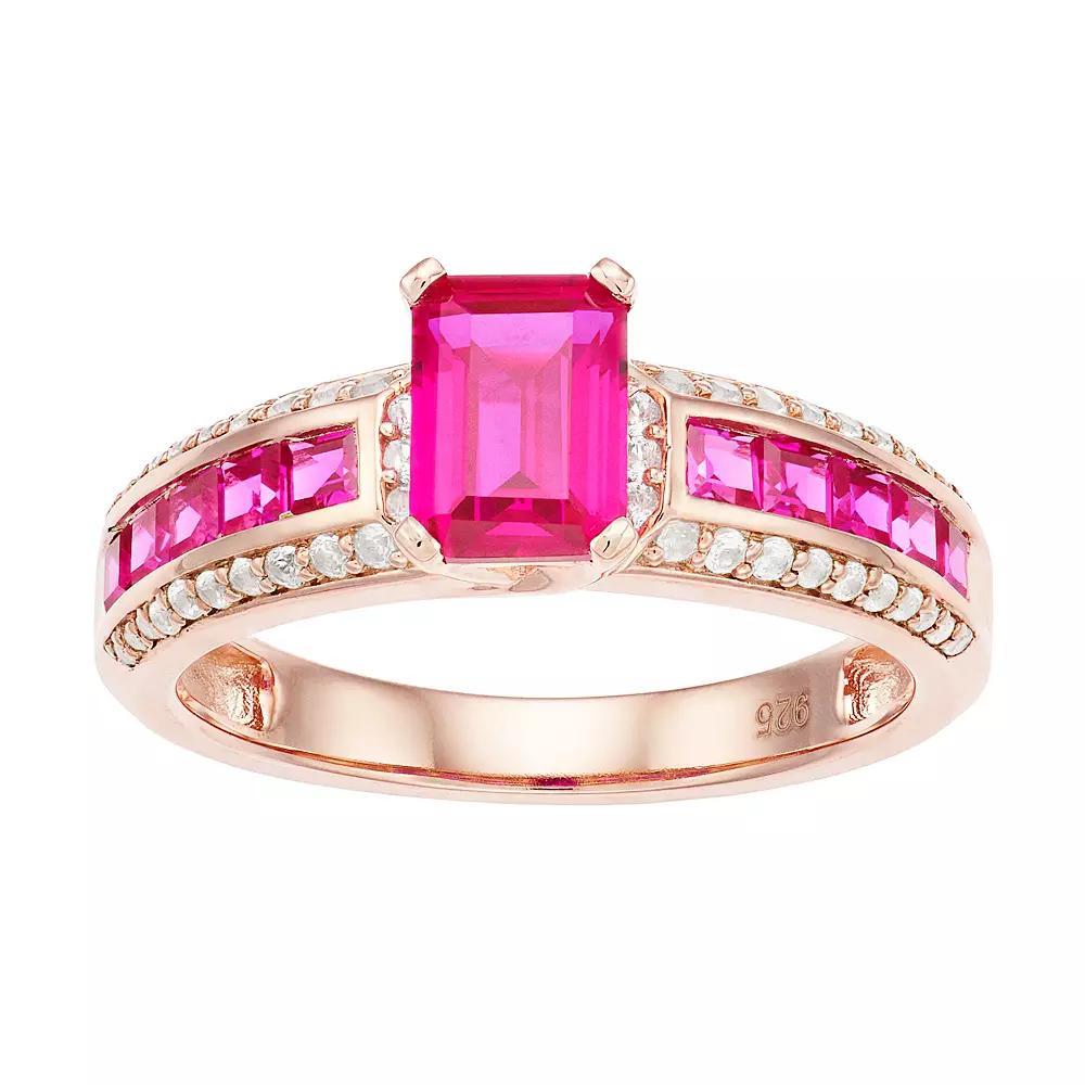 Womens Unbranded POS LC RUBY & LC WHITE SAPP RING, Women's, Size: 8, Pink Tone Product Image
